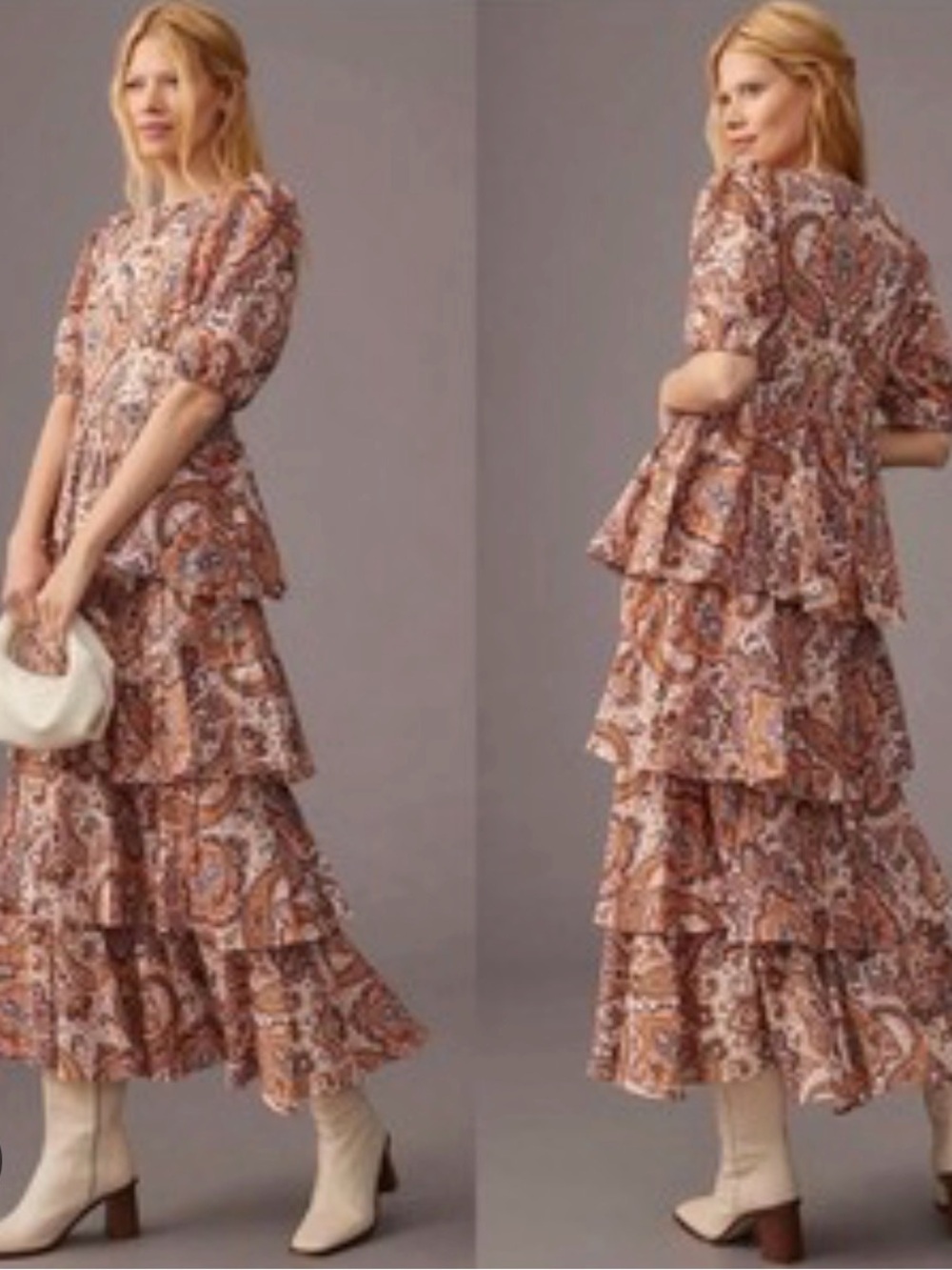 Kachel x Anthropologie paisley puff tiered dress